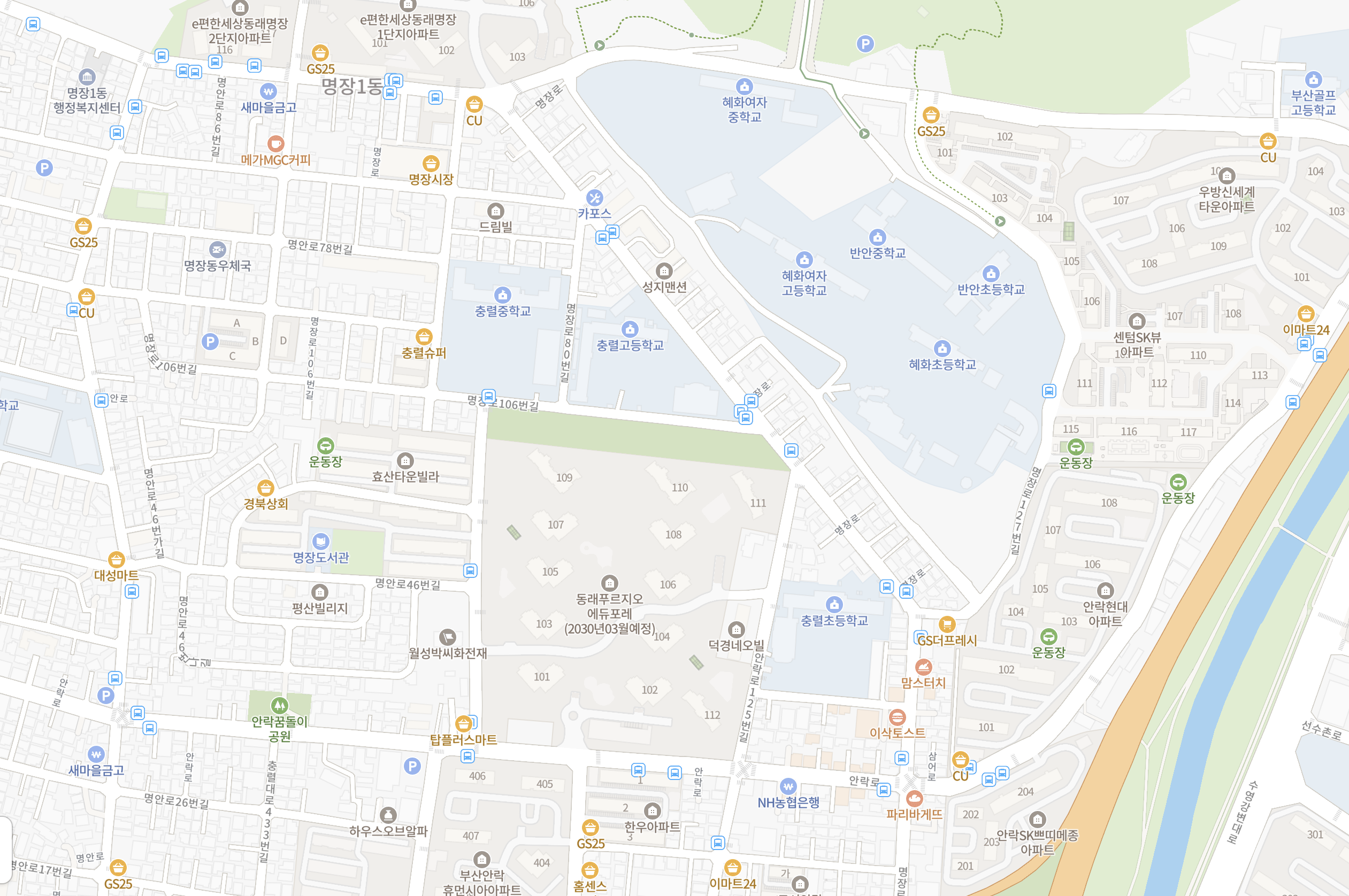 동래 푸르지오 에듀포레 교육환경 지도